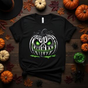 Creepy Neon Jack o' lantern tee | Halloween T-shirt | Unisex Hanes Softstyle XL
